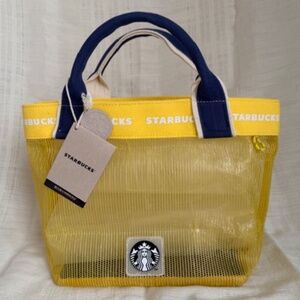 Starbucks Vivid Yellow Mesh Tote Bag Taiwan Exclusive Edition NWT